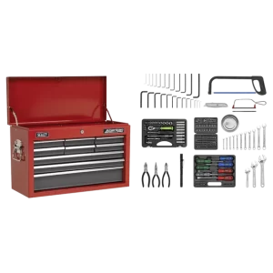 American PRO® Topchest 9 Drawer with 205pc Tool Kit - Red/Grey