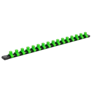 Premier Socket Retaining Rail with 16 Clips 1/2"Sq Drive - Hi-Vis Green