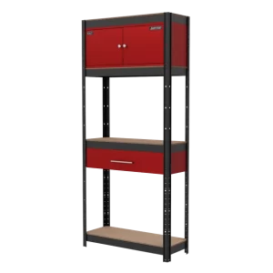 Shelving Unit 4-Tier with Cupboard & Drawer