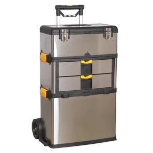 Mobile Stainless Steel/Composite Toolbox with 3 Compartments