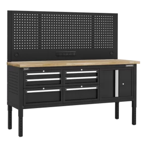 Superline PRO® Modular Workbench with 6 Drawers & Cupboard Wooden Worktop 1830mm