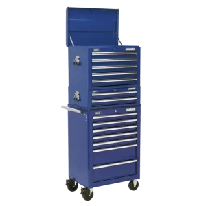 Superline PRO® Topchest, Mid-Box Tool Chest & Rollcab Combination 14 Drawer - Blue
