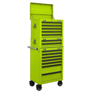 Superline PRO® Topchest, Mid-Box Tool Chest & Rollcab Combination 14 Drawer - Green