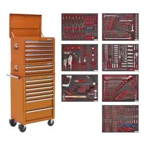 Superline PRO® Tool Chest Combination 14 Drawer with 446pc Tool Kit - Orange