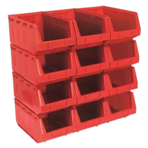 Plastic Storage Bin 210 x 355 x 165mm, Red - Pack of 12
