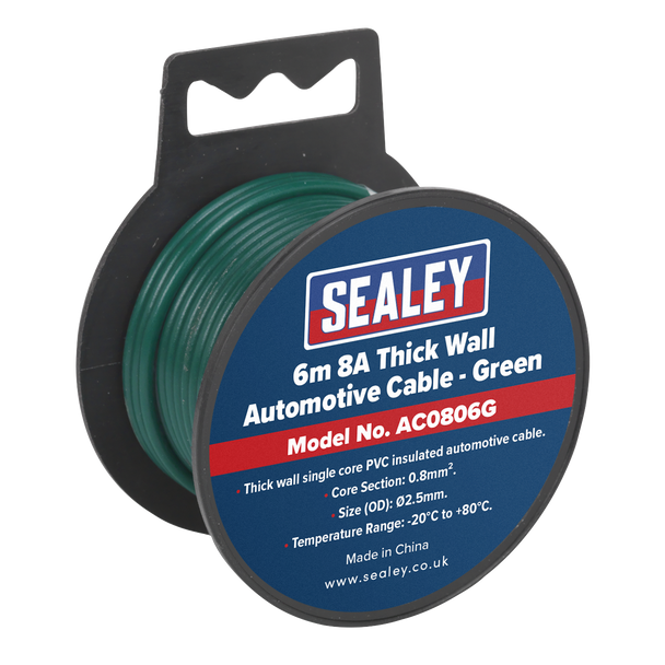 8A Thick Wall Automotive Cable 6m - Green