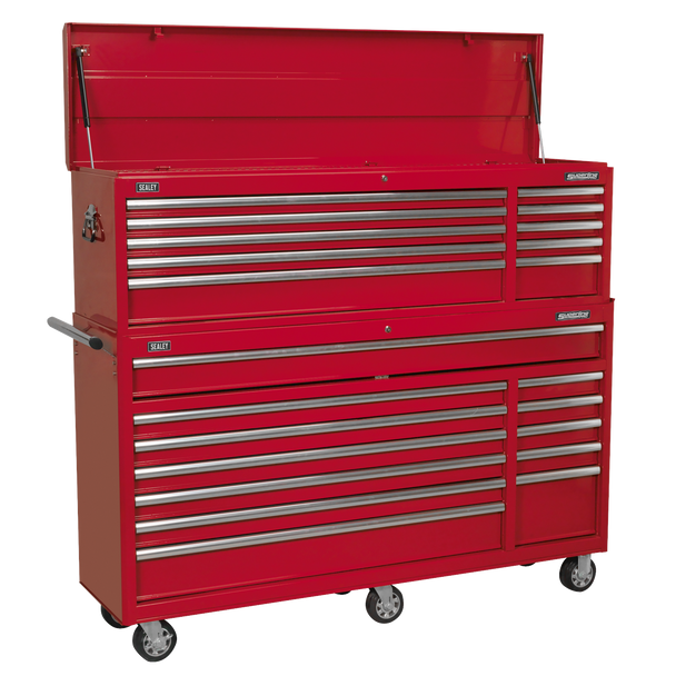 Topchest & Rollcab Combination 23 Drawer with Ball-Bearing Slides - Red