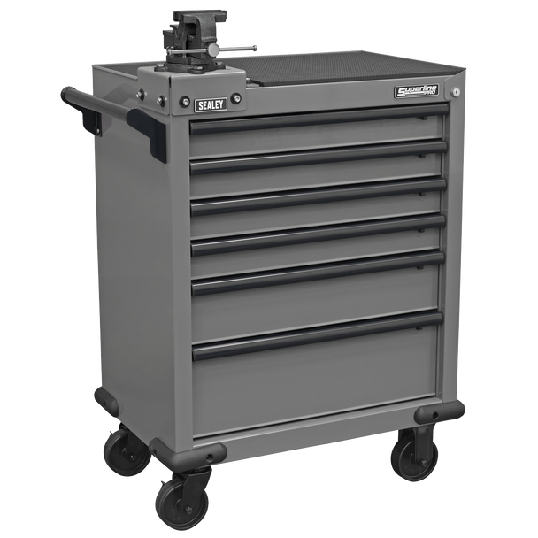 Superline PRO® Rollcab 6 Drawer with SG Swivel Base 100mm Vice